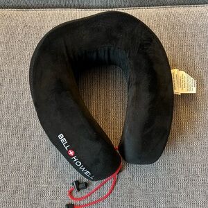 Bell Howell Travel Neck Pillow Black Memory Foam Support Soft Cover